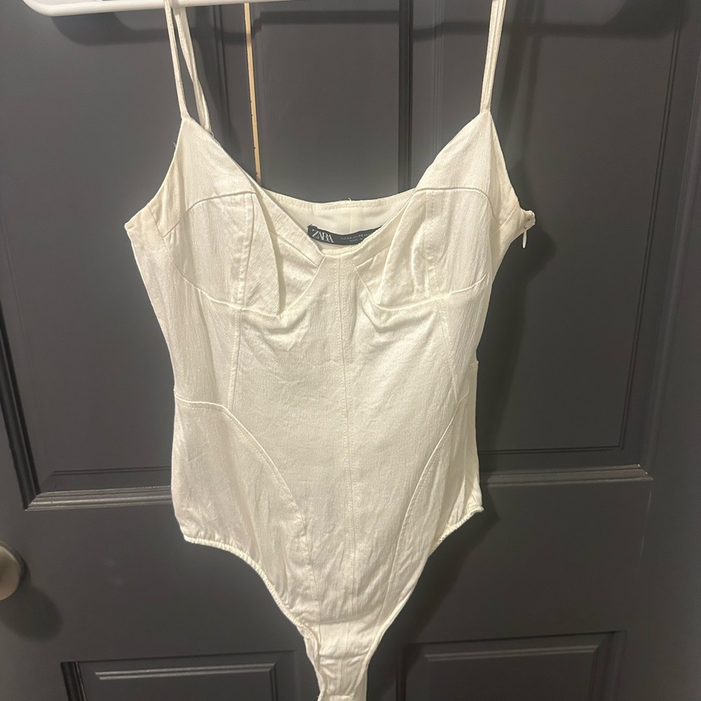 Zara white satin Bodysuit